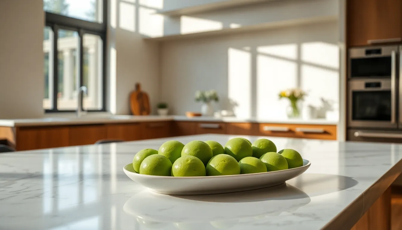 Elegant display of Green Mochi Delight cookies on a marble table.