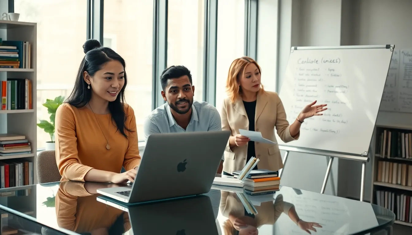 diverse group learning coding in a modern office setting.