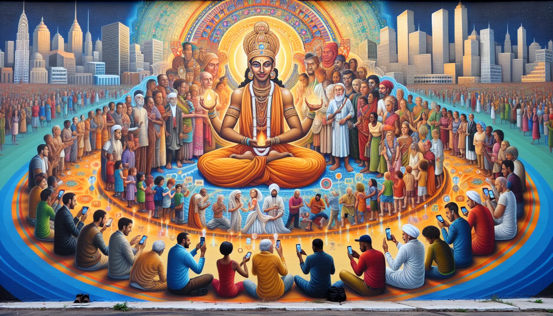 mural of Gowthalamma in a modern urban setting.