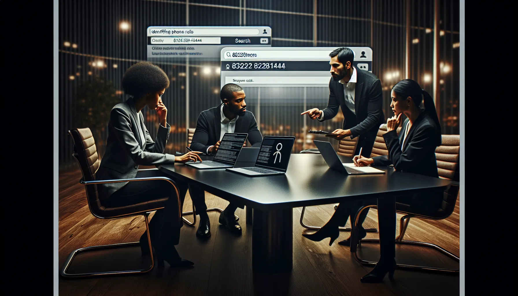 diverse team discussing how to identify a suspicious phone number.