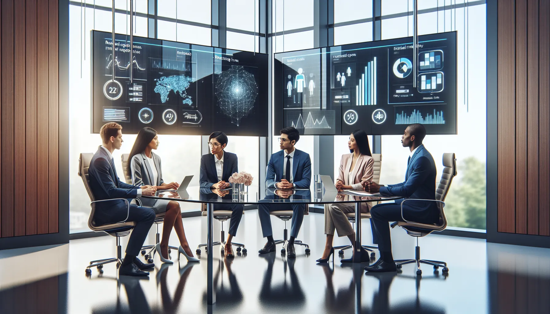 diverse professionals discussing 4bv085 applications in a modern office.