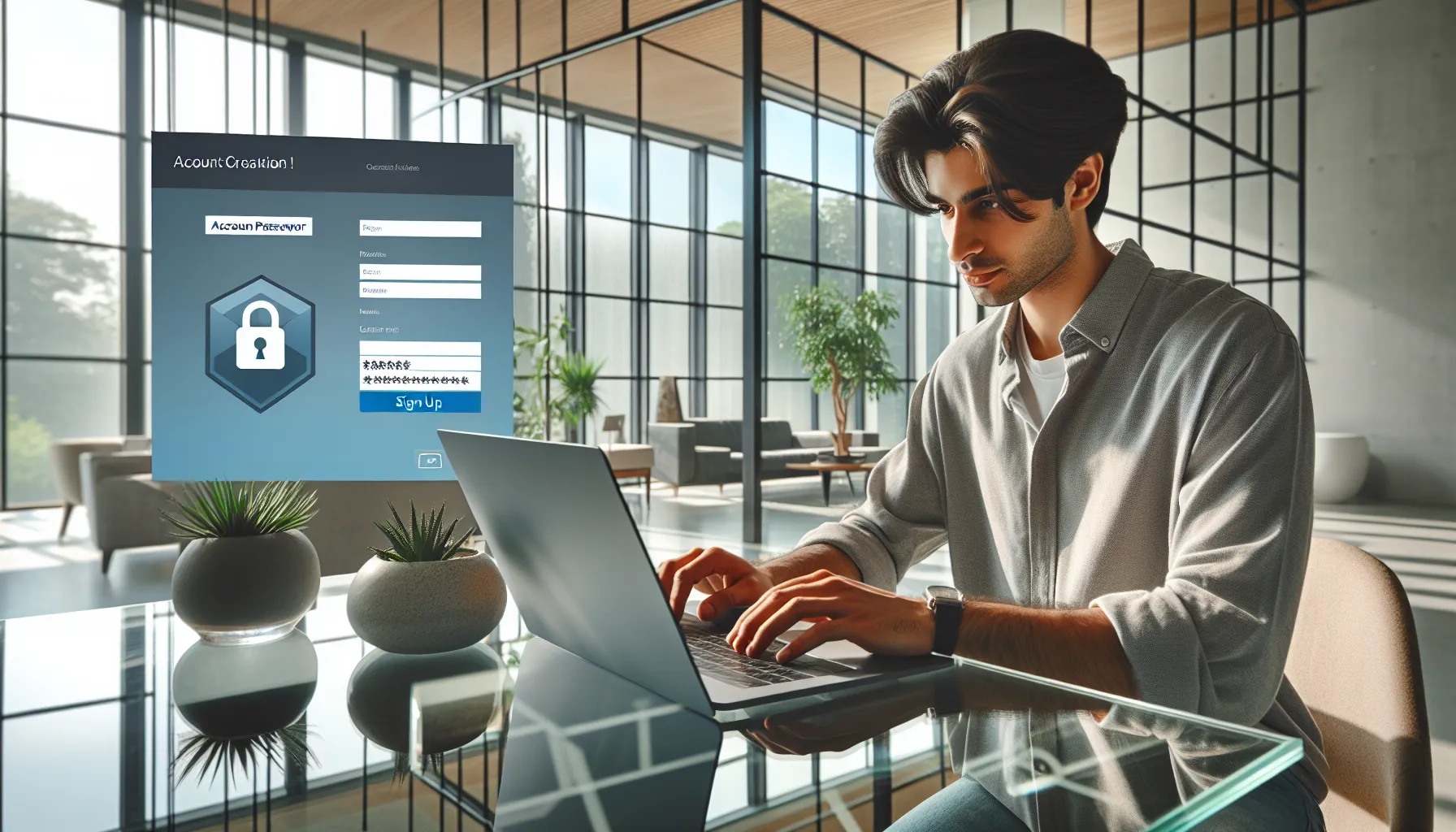 professional creating a Funzpoints account at a modern desk.