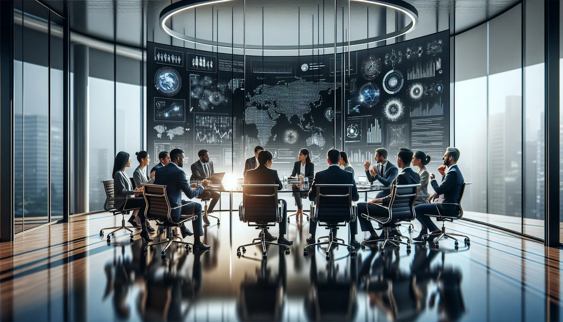 diverse team collaborating on future trends in a modern office setting.