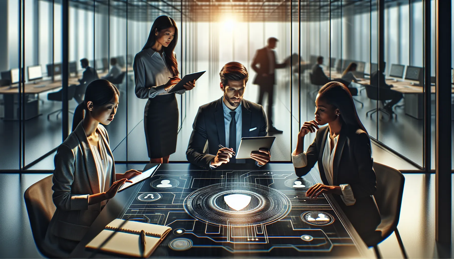 diverse professionals collaborating on the Kirent6 tech solution.