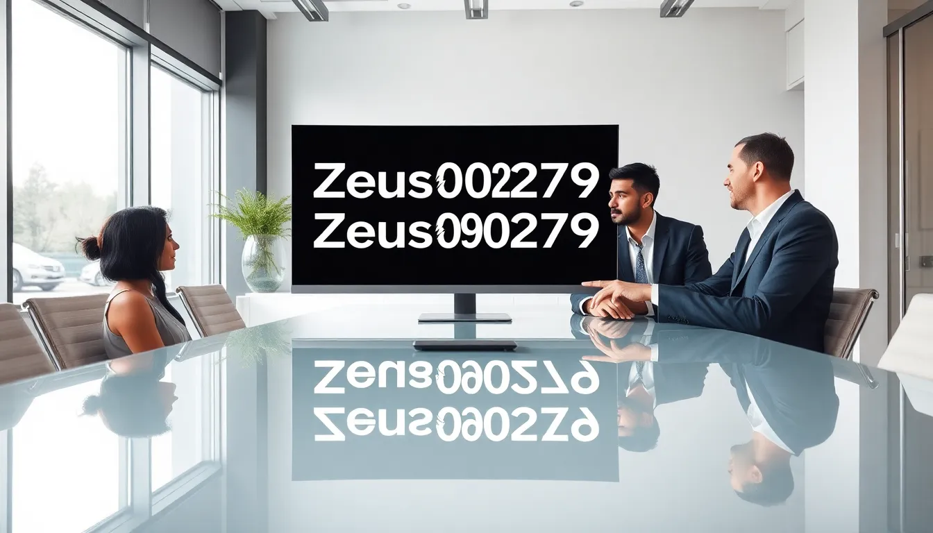 diverse team discussing the username Zeus090279 in a modern office.