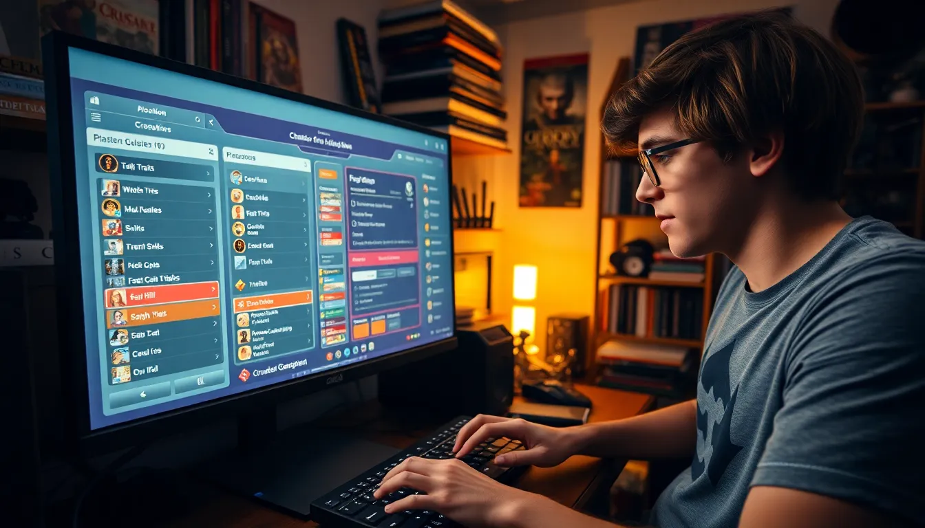 a gamer creating a character on a computer for CK2Generator.