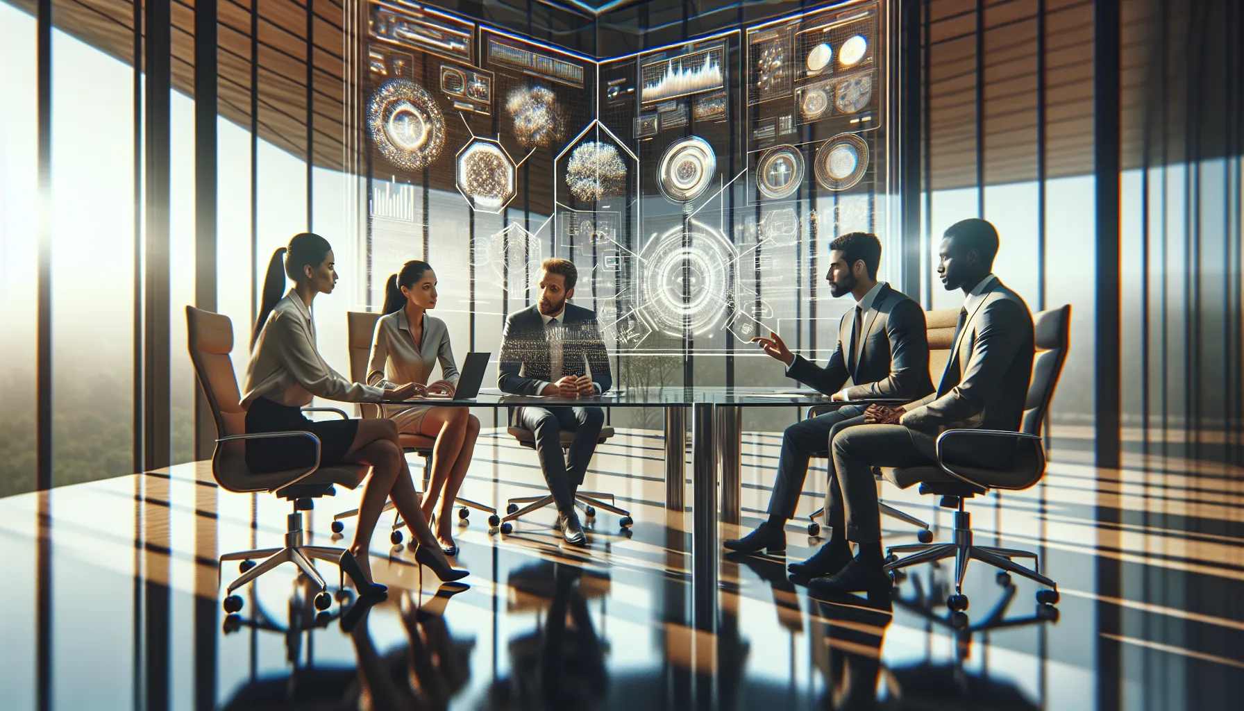 diverse professionals collaborating in a modern office setting.