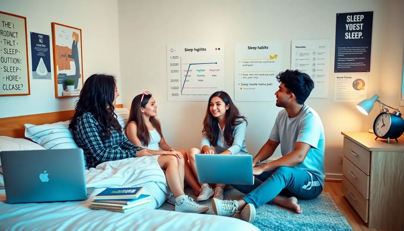 teens discussing sleep tips in a cozy bedroom setting.