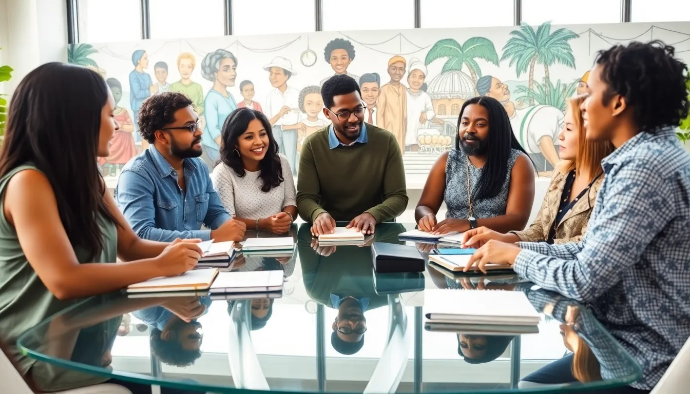 diverse creatives collaborating on authenticity in a modern workspace.