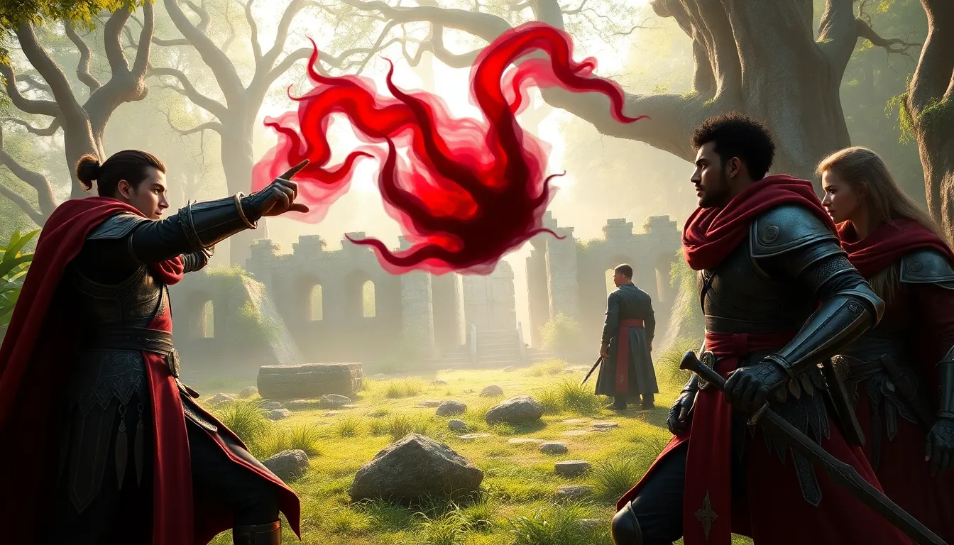 players strategizing in a mystical landscape while using scarlet rot.