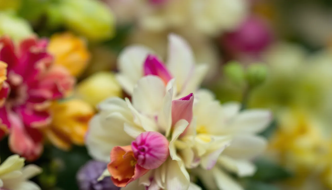 Colorful microplastic particles polluting a clear stream near a small fish.