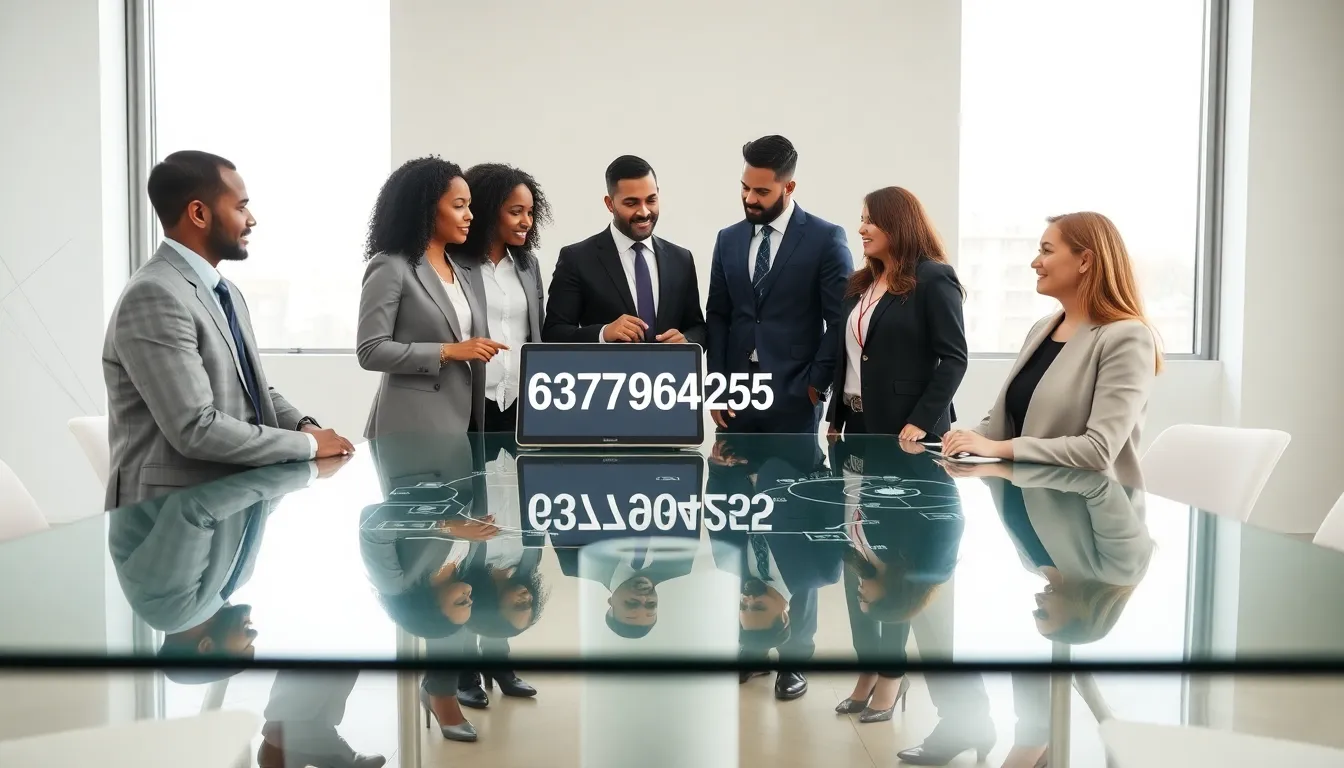 diverse team discussing data in a modern office.