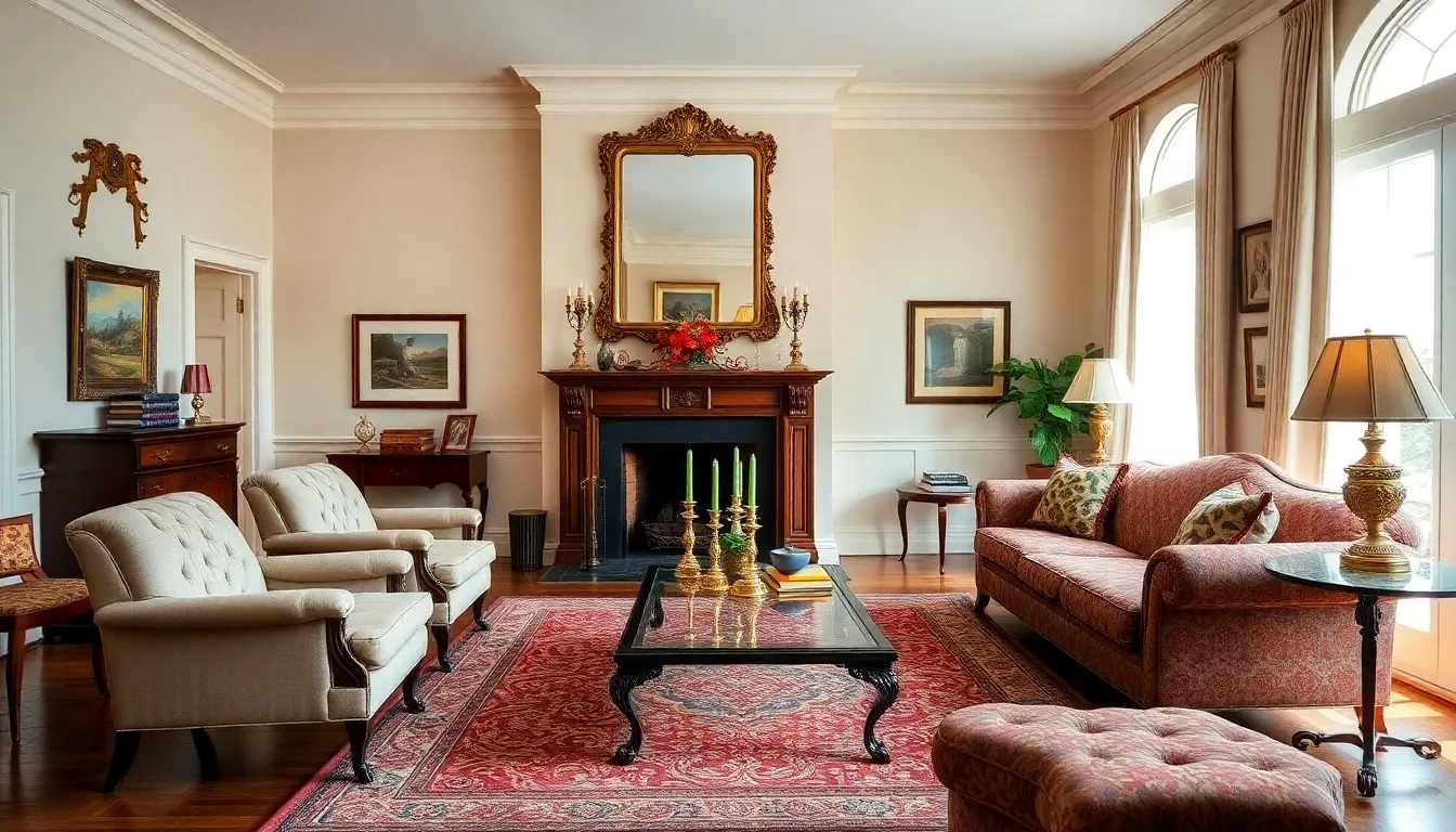 traditional living room with elegant furniture and a warm ambiance.