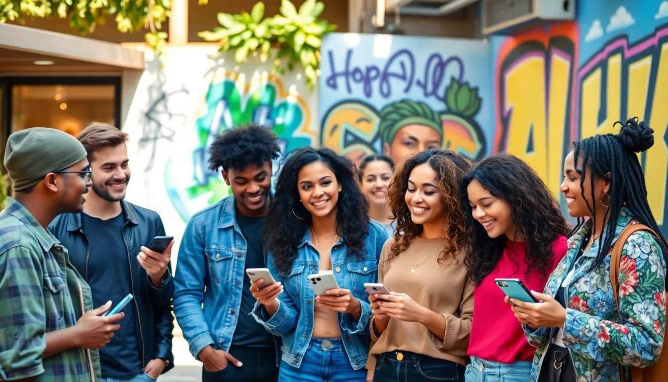 diverse young adults celebrating individuality in an urban setting.