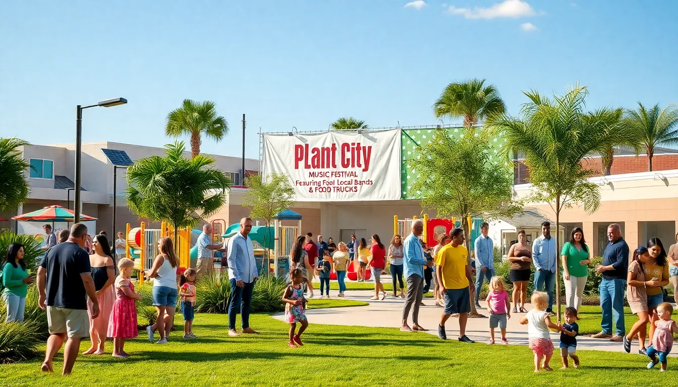 community gathering in a park with families enjoying activities in Plant City.