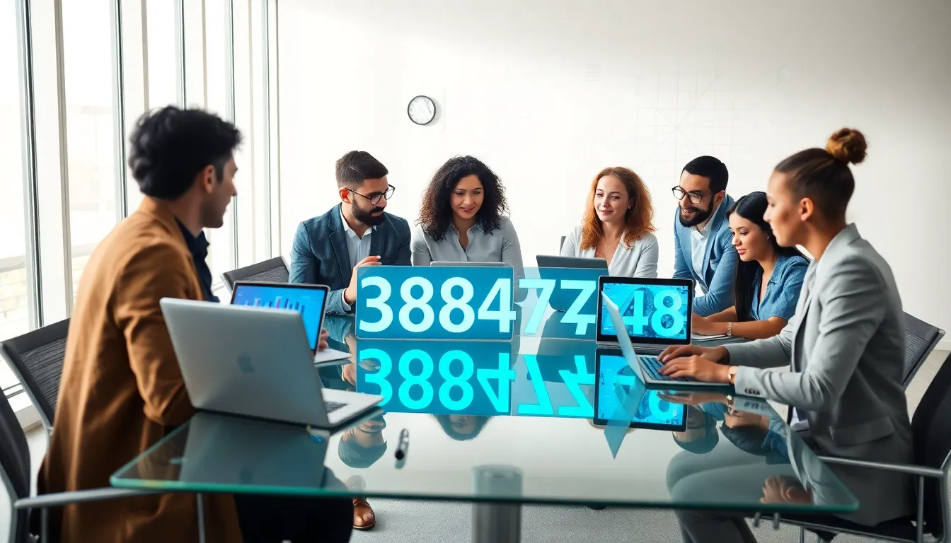 diverse professionals discussing data significance in a modern office.