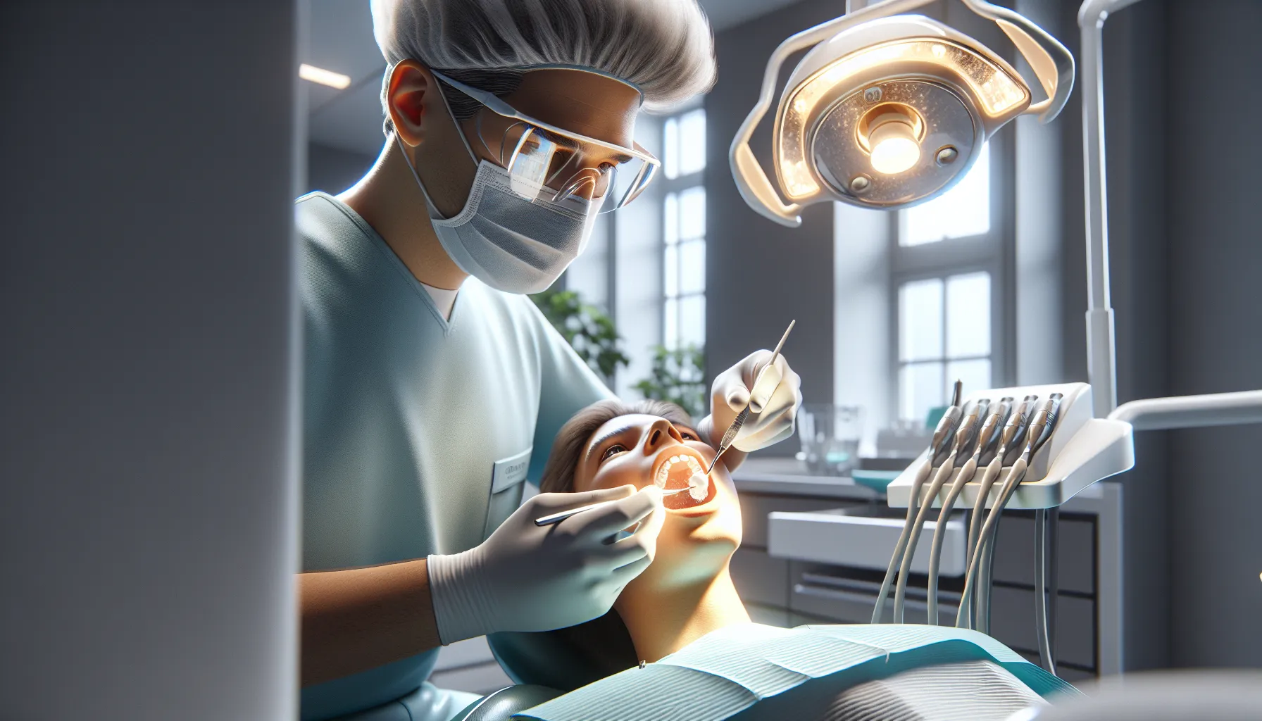 Dentist applying fluoride varnish to prevent early cavities in a patient’s molars.