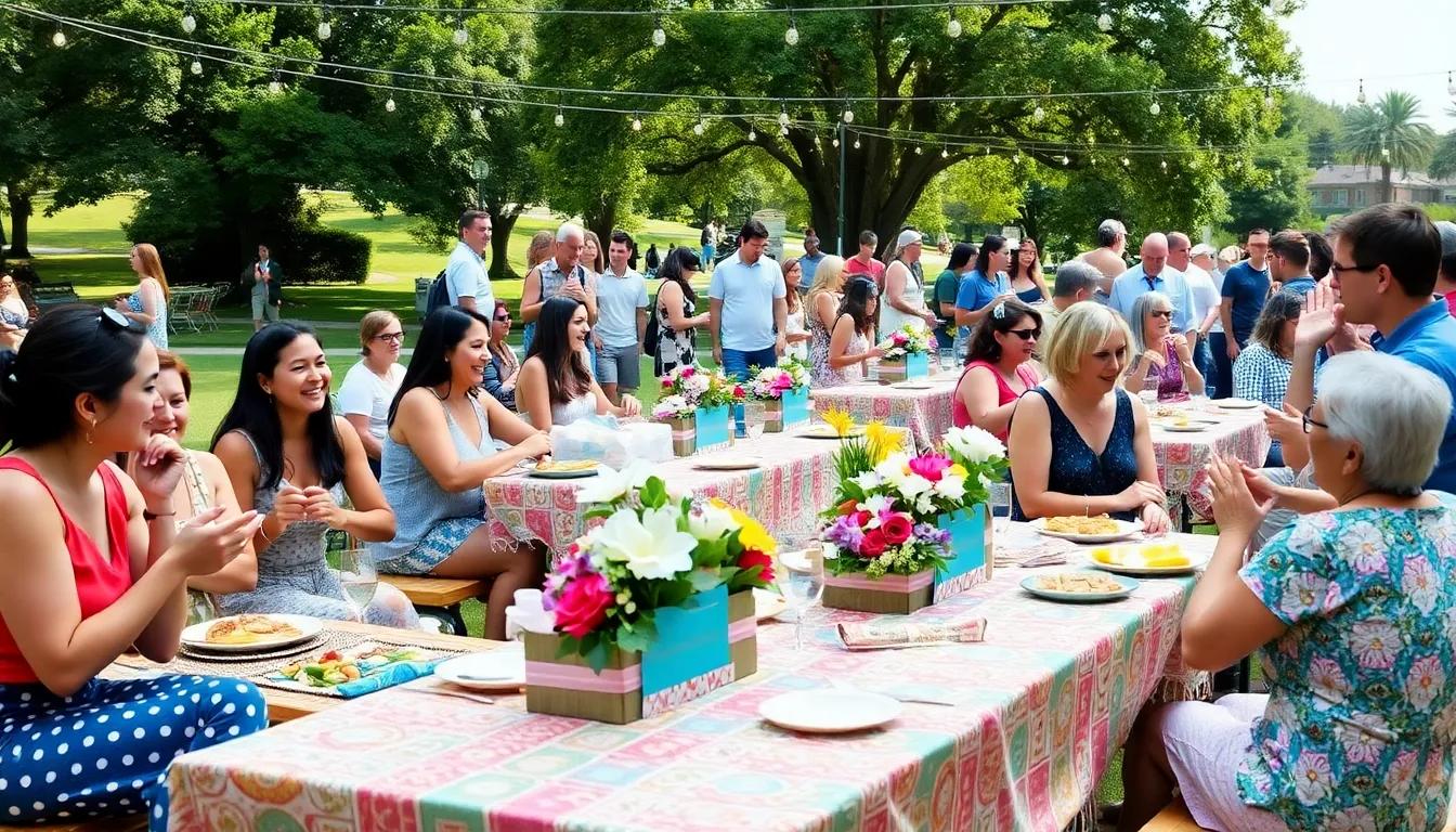 savvy outdoor gathering with diverse attendees enjoying a budget-friendly event.