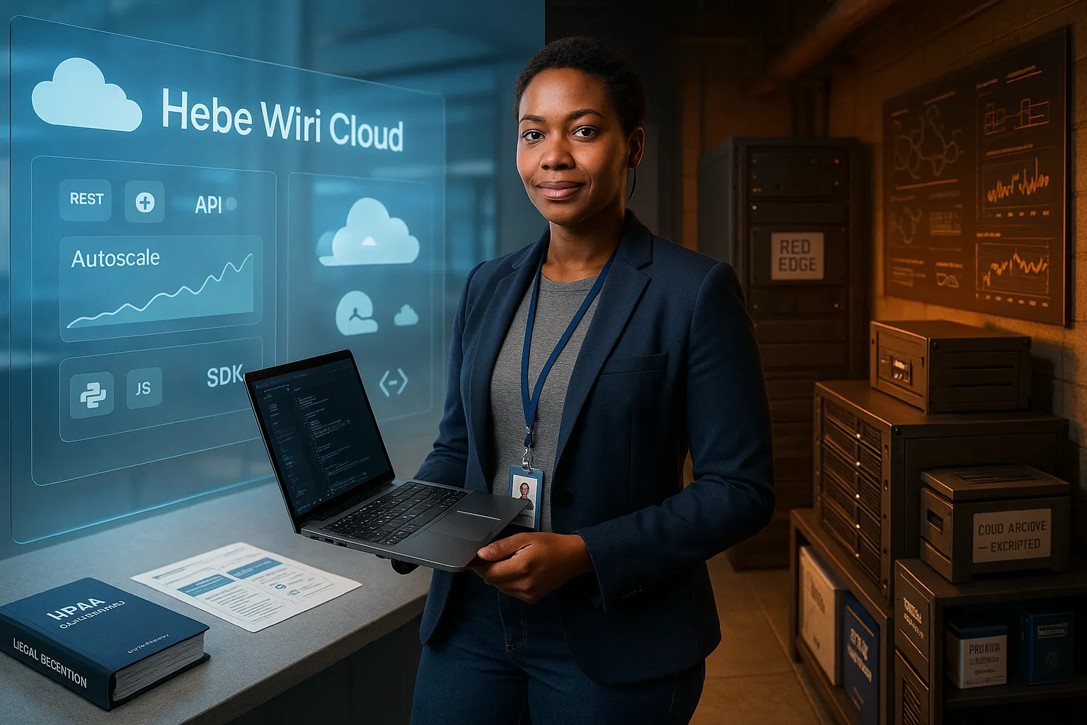 Engineer between a cloud-native console and an on-prem appliance labeled Red Edge.