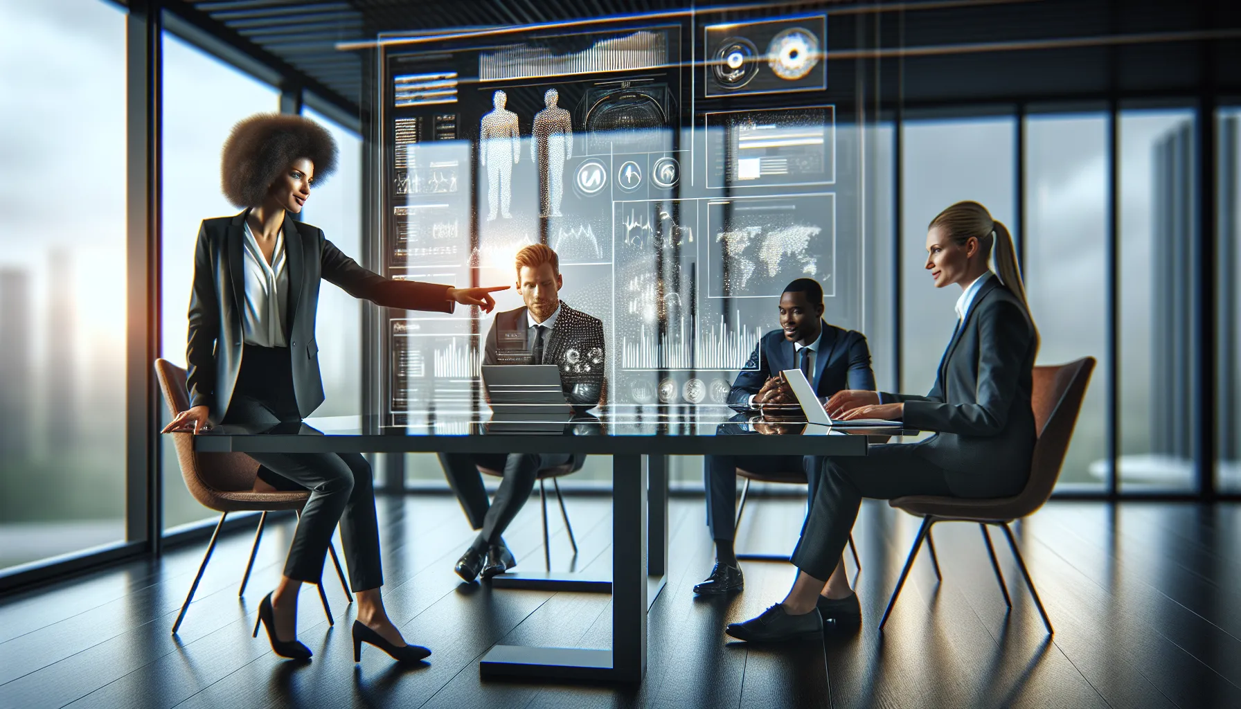 diverse team discussing data management in a modern office.