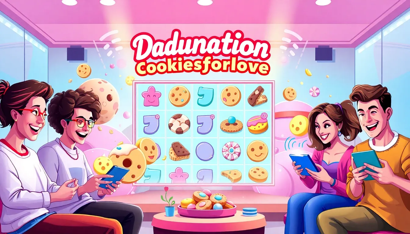 players enjoying the Dadunation Slot Cookiesforlove game on digital devices.