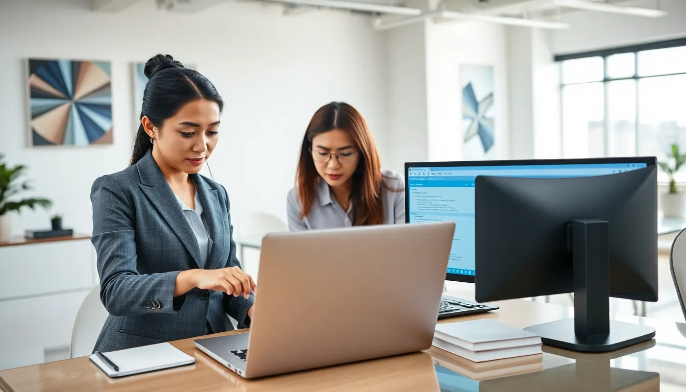 diverse team collaborating on Silktest software in a modern office.