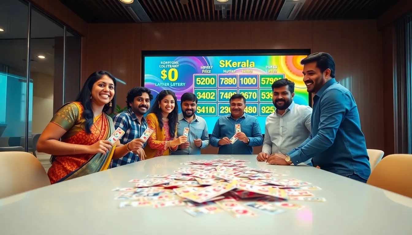 diverse team celebrating a lottery win in a modern office.