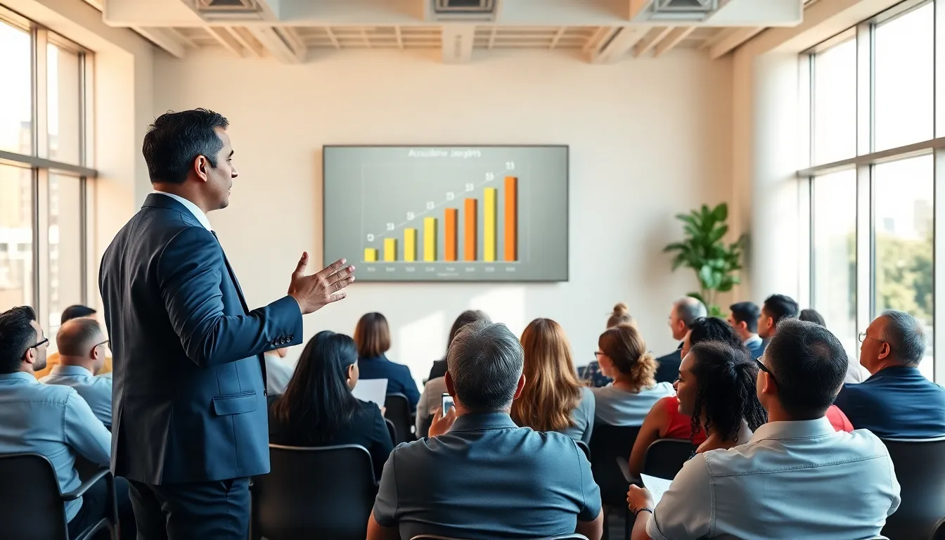 a diverse group of people attending a real estate investment seminar.