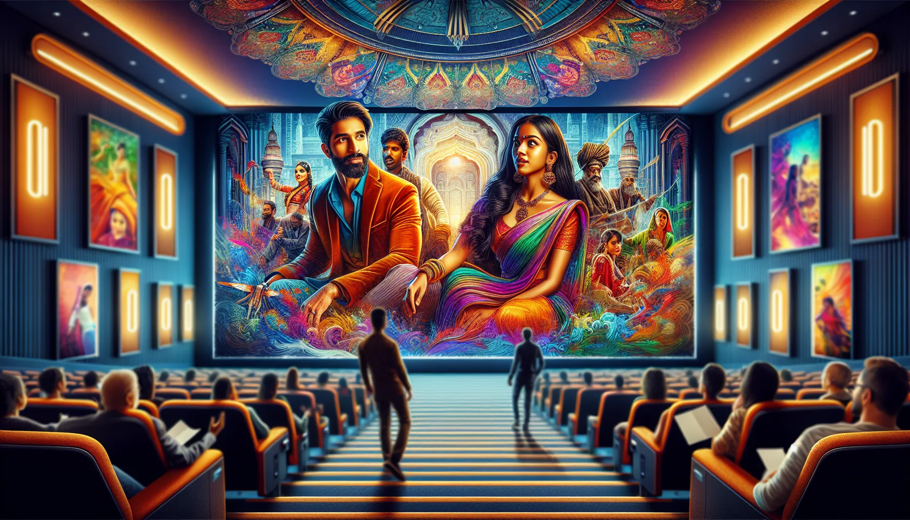 Movie poster for Iboom.com in a modern cinema setting.