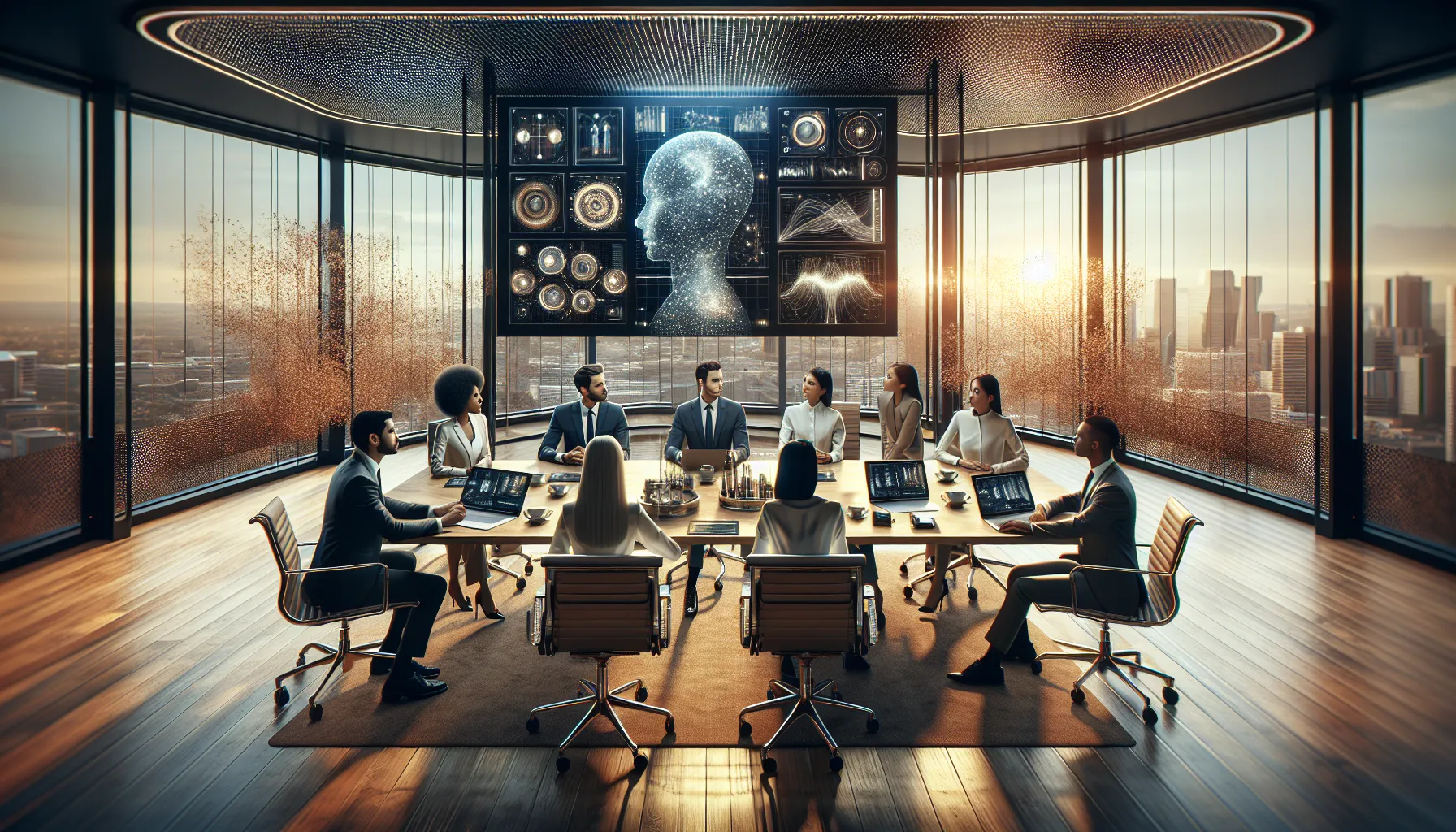 diverse team collaborating on technology innovations in a modern office.