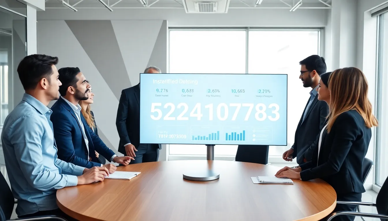 professionals collaborating over data highlighted by 5124107883.