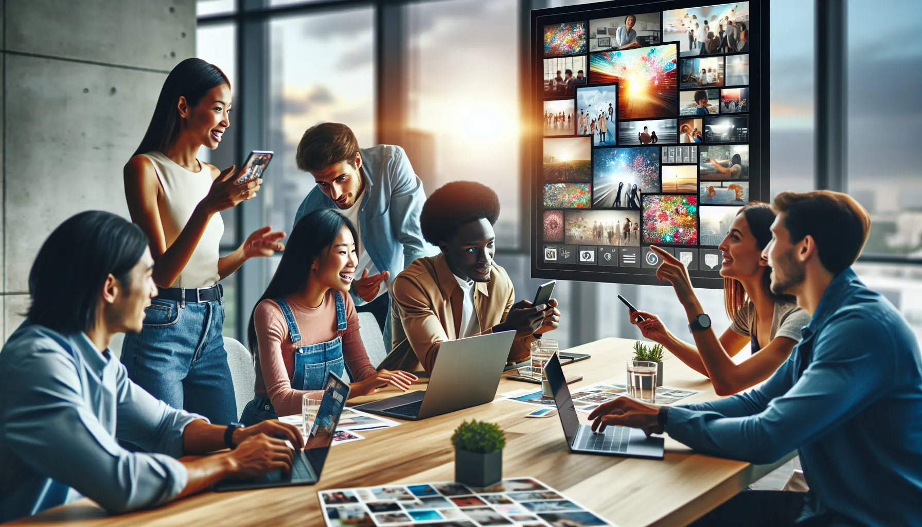 diverse team sharing personal stories in a modern office setting.