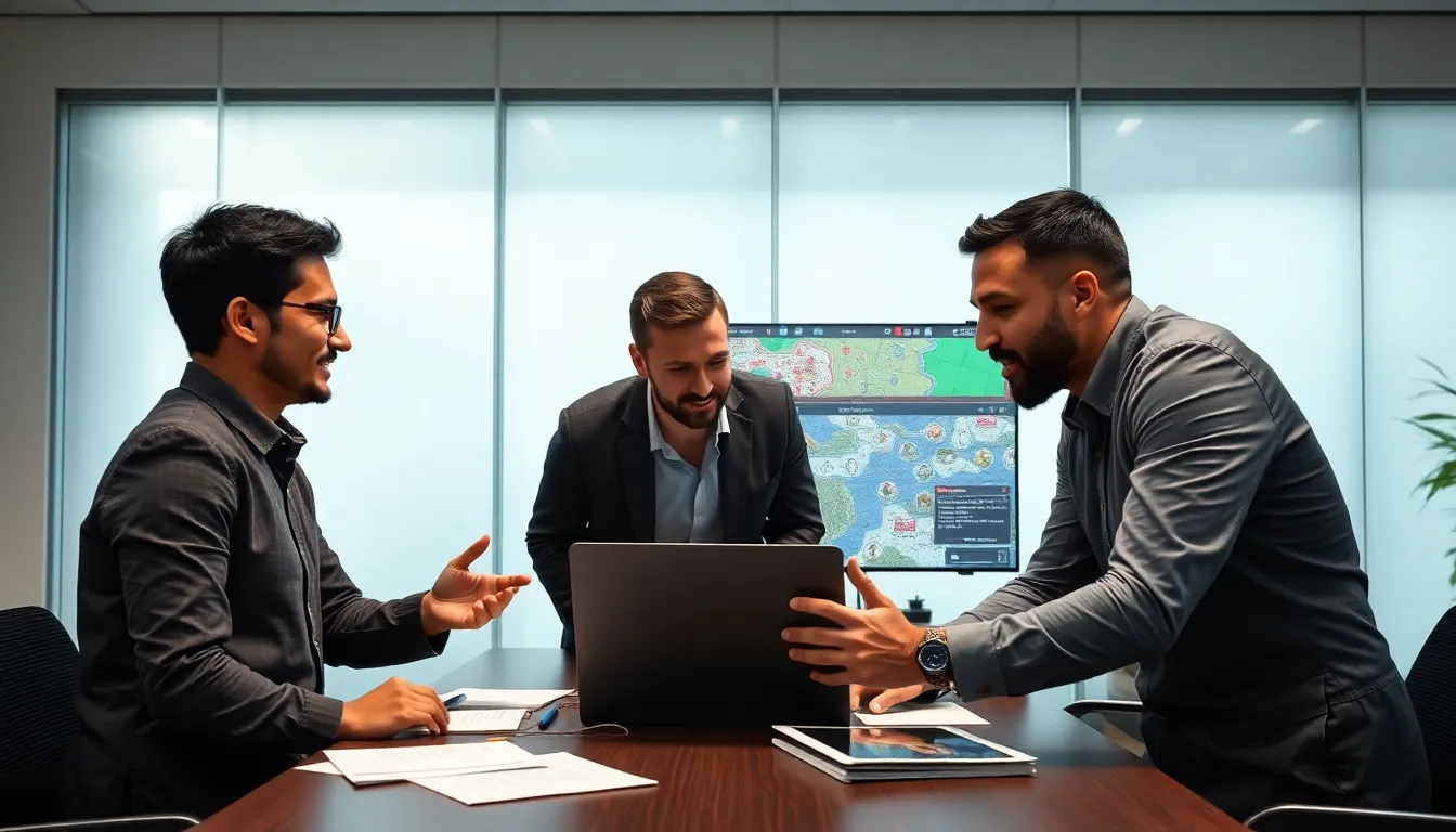 team discussing CK2Generator strategies in a modern office.