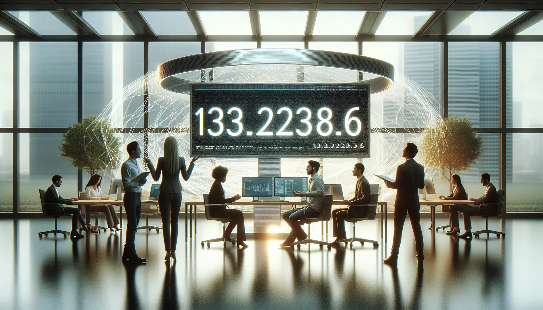 professionals discussing IP address in a modern office.