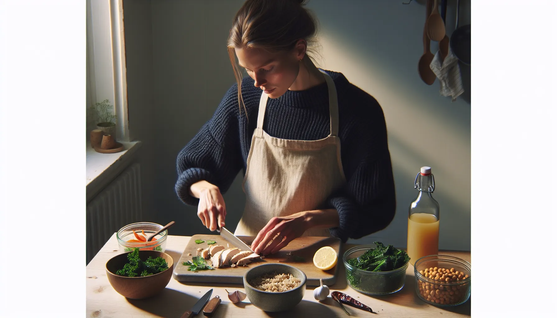 Norwegian home cook turning fridge leftovers into a vibrant power-bowl and quesadilla.
