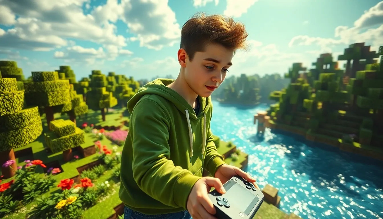 A player exploring a vibrant Minecraft landscape showcasing recent game updates.