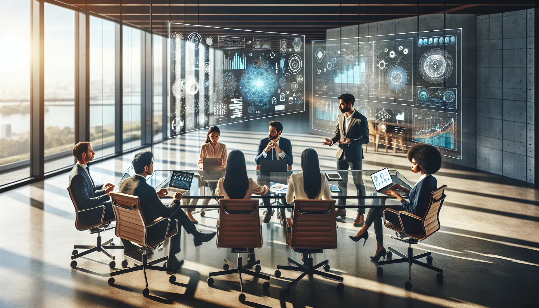 diverse team collaborating in a modern office setting.