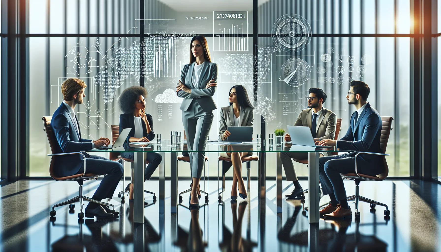 diverse team discussing the significance of a numeric value in a modern office.