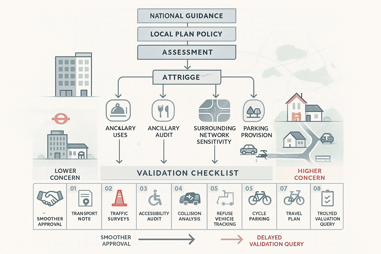 UK hotel transport planning triggers, validation checks, and early scoping flow.