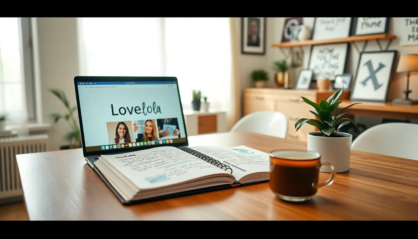 a cozy home office workspace with a laptop and creative notes.