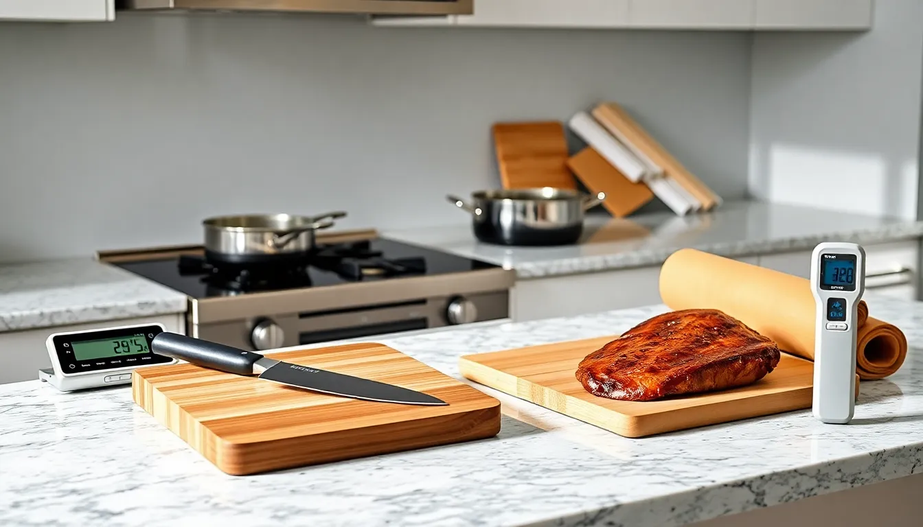 modern kitchen displaying essential cooking gadgets.
