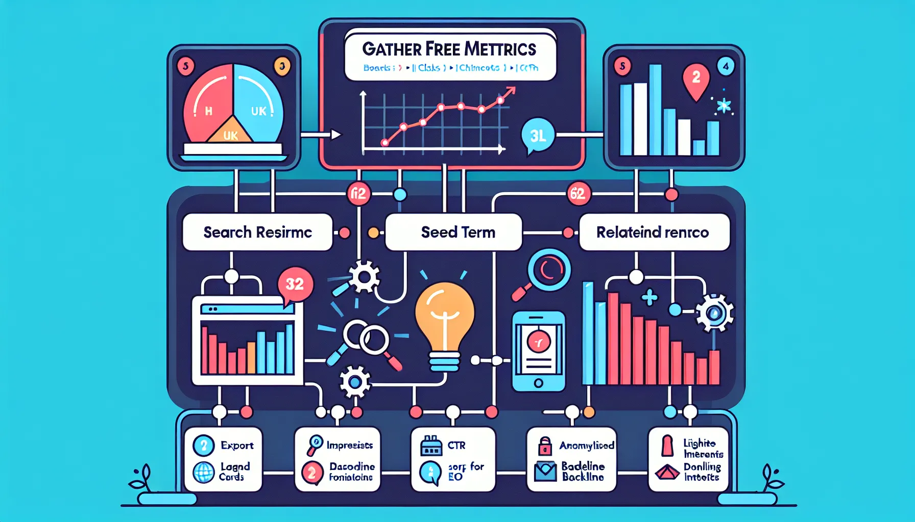 Flowchart of UK-focused keyword research using free SEO tools and steps.