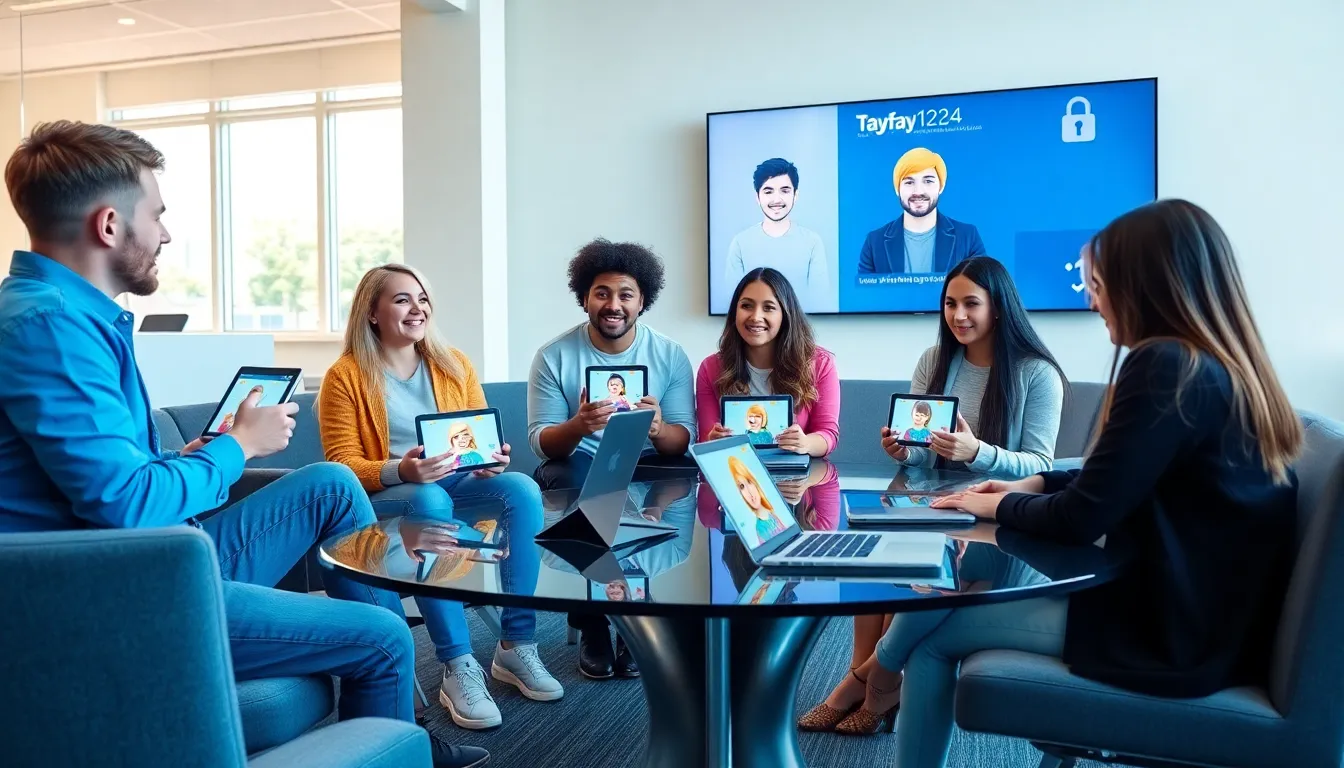diverse group discussing customizable avatars in a modern workspace.