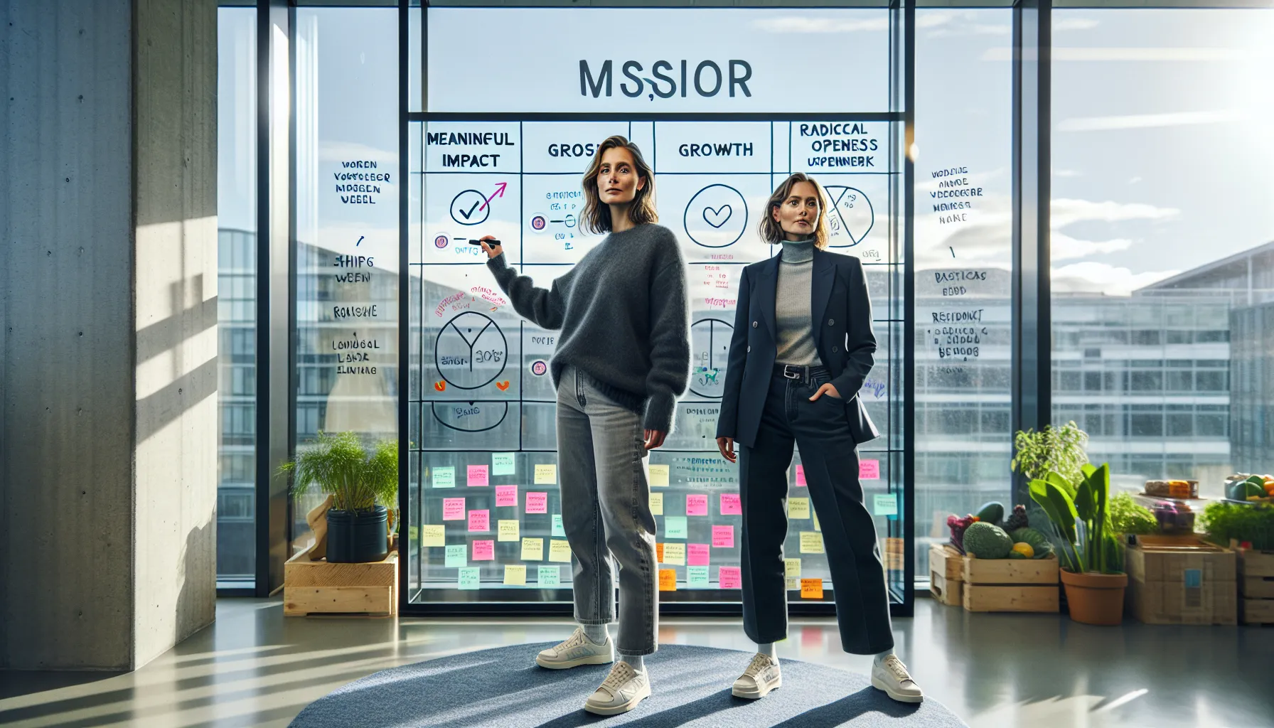 Norwegian founder presents mission, values, and evp to candidates in oslo office.