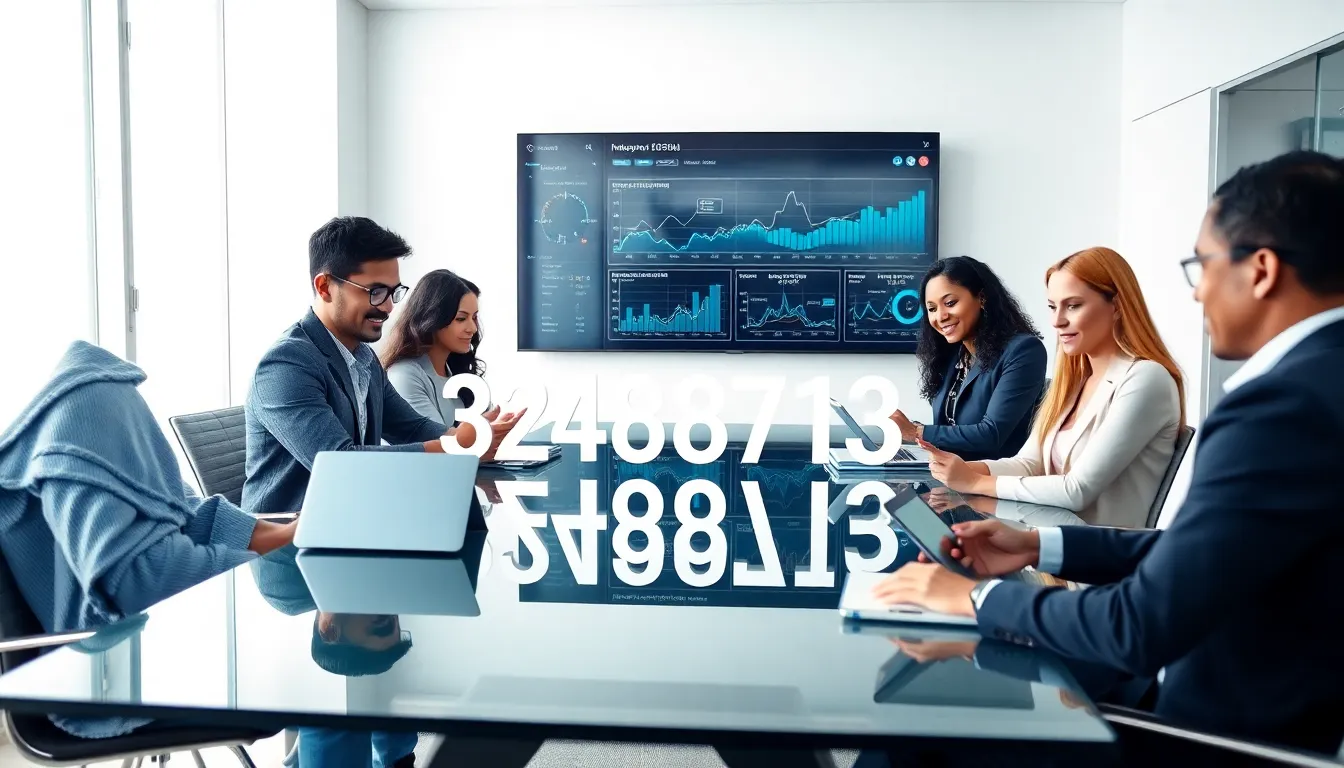diverse team analyzing data in a modern office.