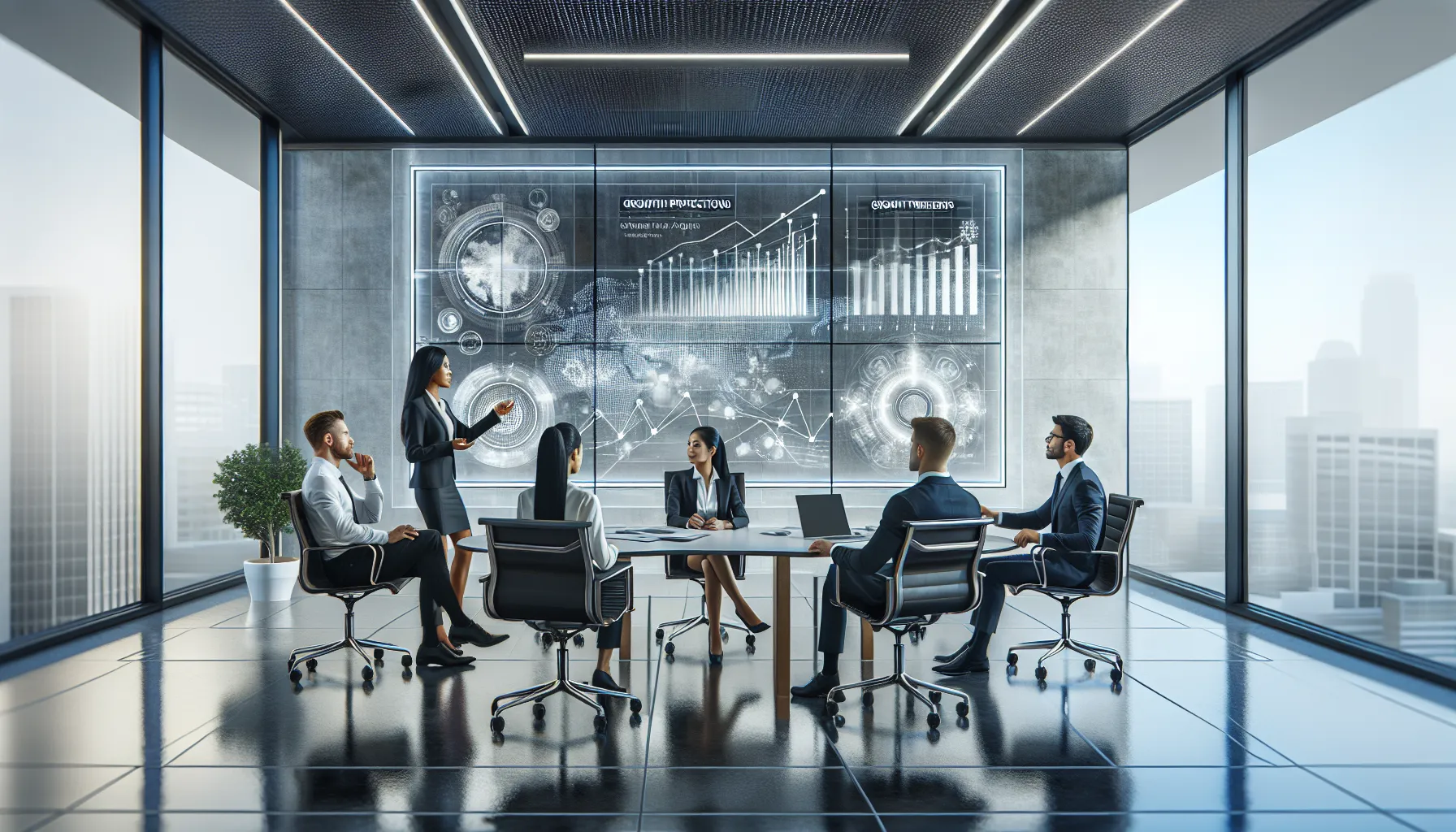 diverse professionals collaborating in a modern conference room.