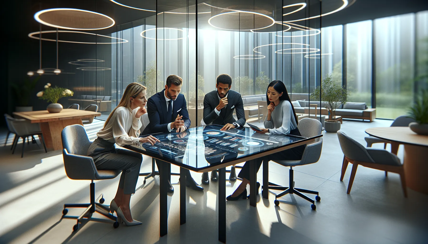 diverse team discussing health trends in a modern office.