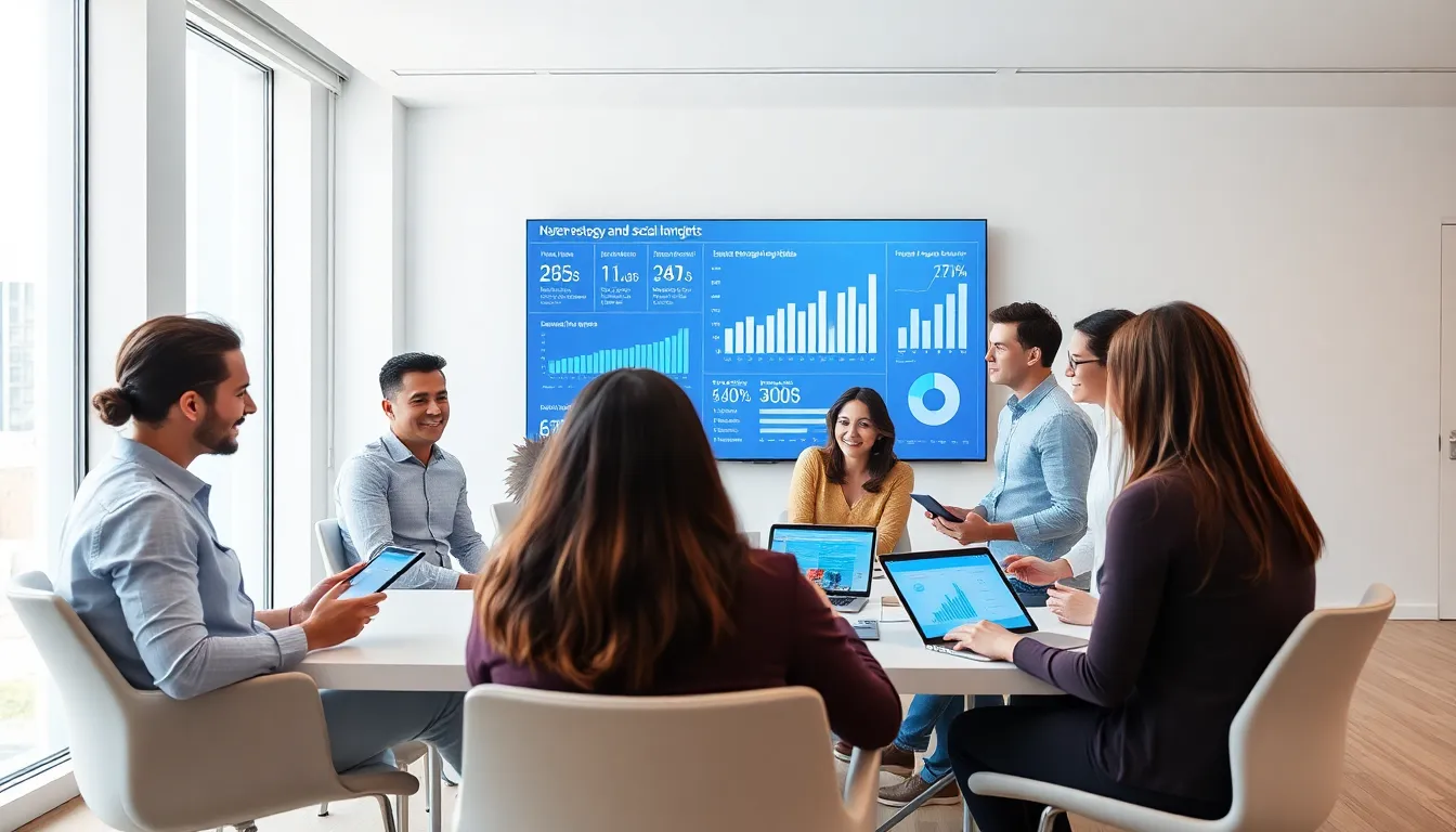 diverse professionals collaborating in a modern office space.