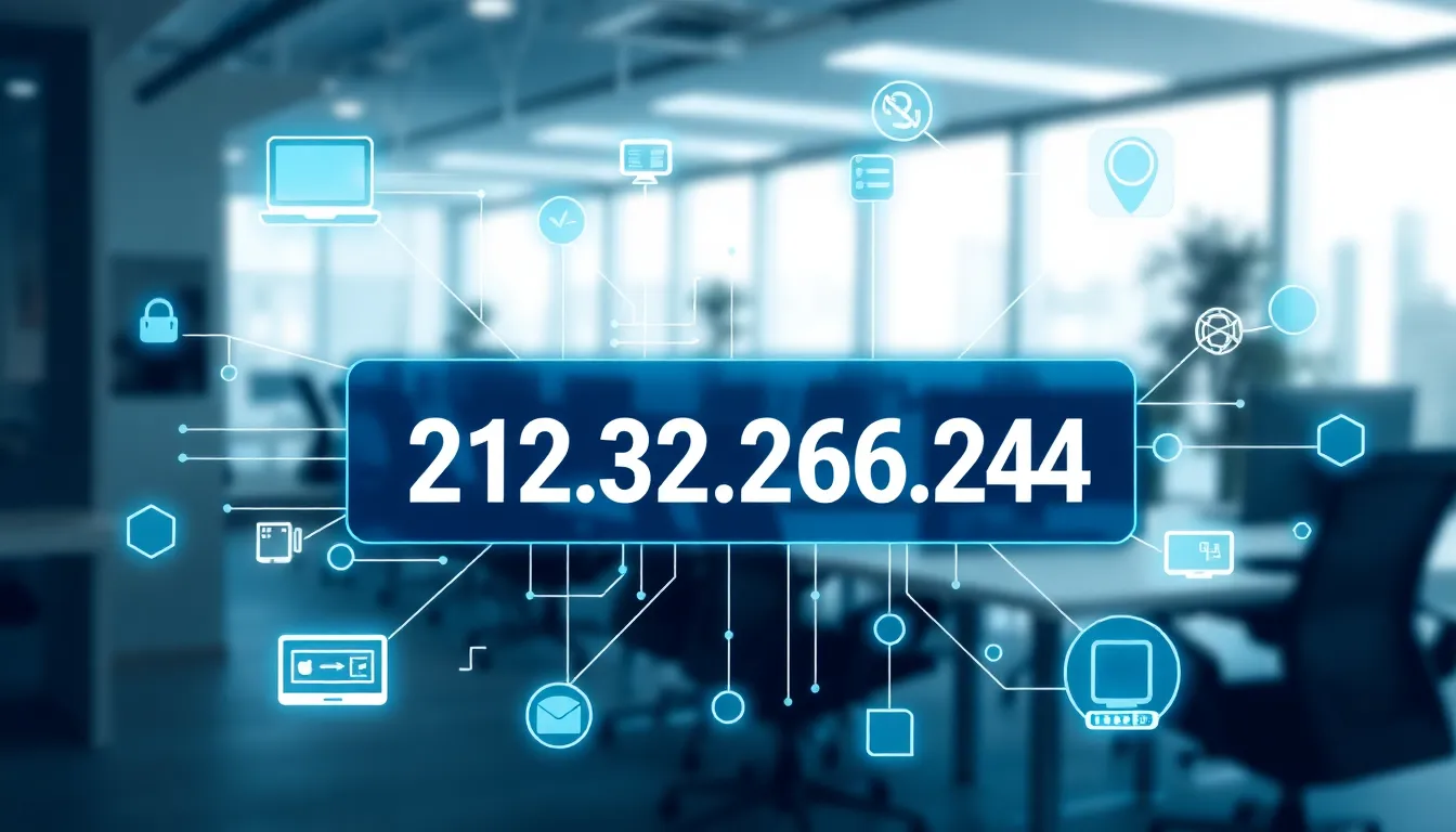 Graphic illustrating an IP address in a digital network setting.
