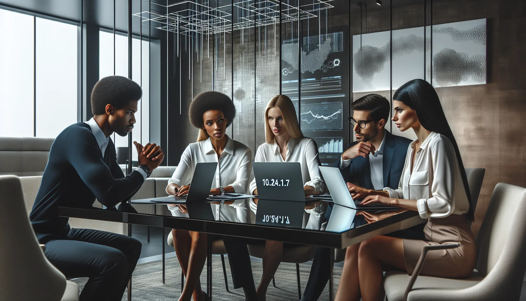 diverse team discussing IP gating solutions in a modern office.